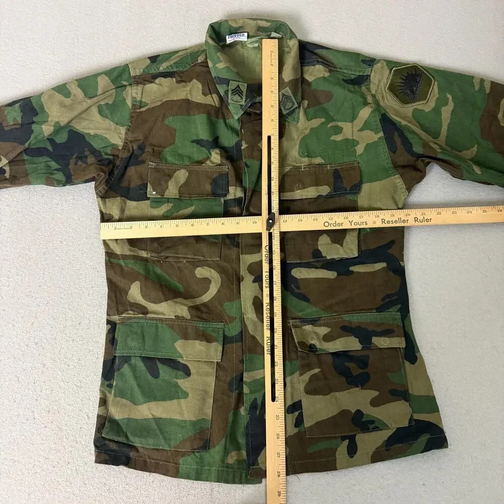 Propper US Army Woodland Camo BDU Combat Shirt Small Regular Patched